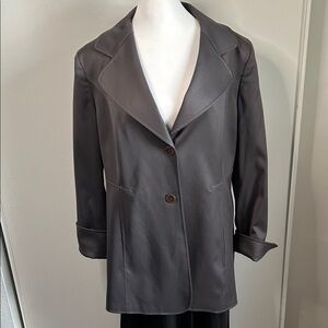 Ellen Tracy Women's Dark Gray Sleek Look 2 Button Long Fitted Blazer Jacket